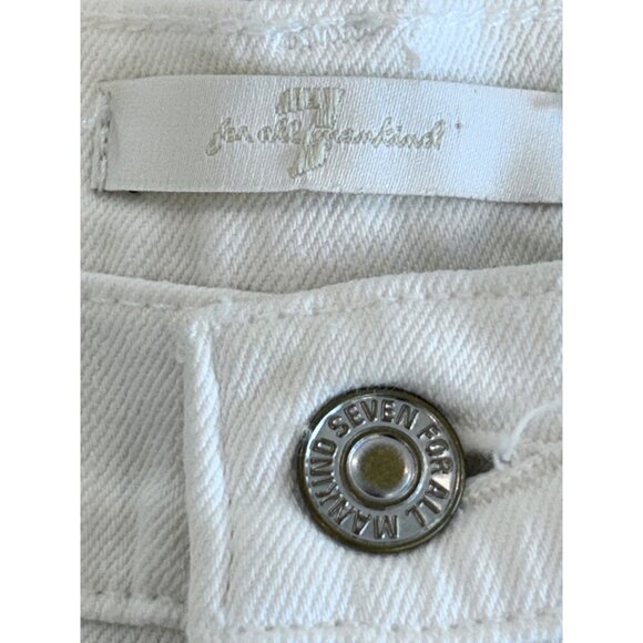 7 FOR ALL MANKIND~  Womens White Mid Roll Shorts Cotton/Spandex Blend Size 31 - Picture 5 of 11
